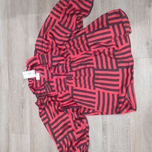Alice + Olivia Geometric Red and Black Blouse